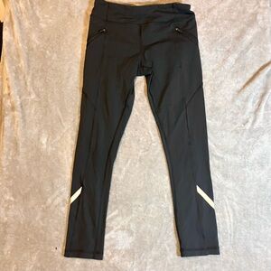 Lululemon Speed Up Tight Women Sz 4 Black Zipper Full Length Leggings Reflective